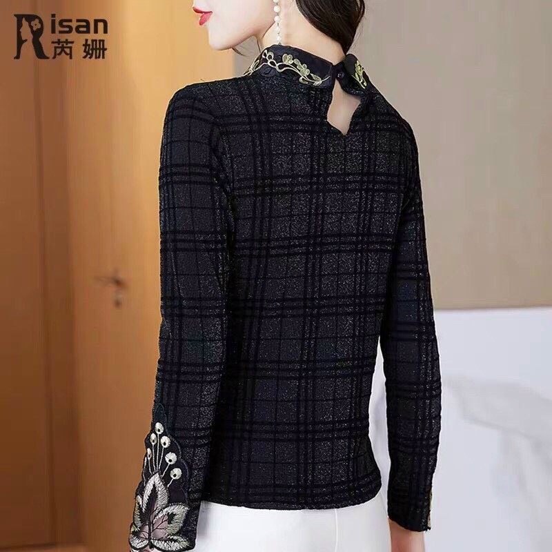 Áo Kiểu Cổ Lưới Thêu Hoa - SM63